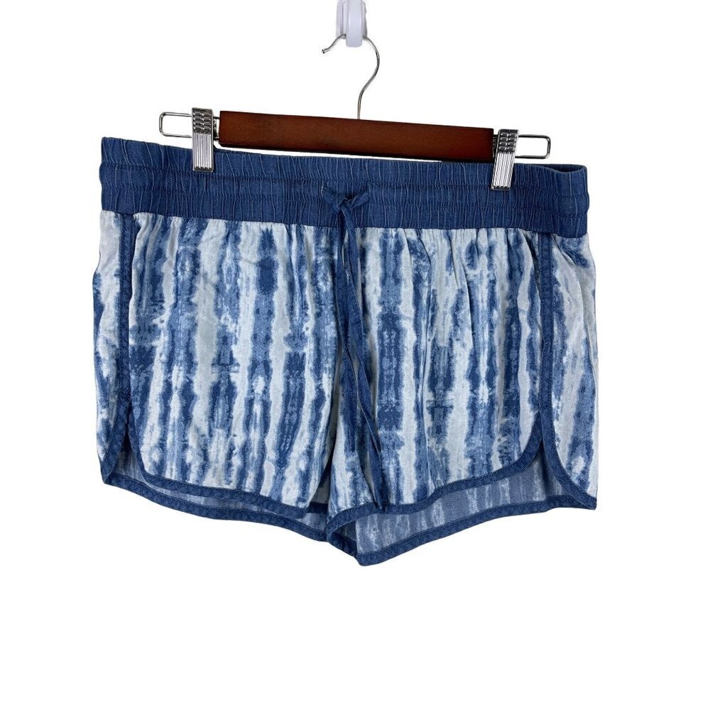NEW! Celebrity Pink Blue White Tie Dye Pull On Athletic Shorts Women's Medium